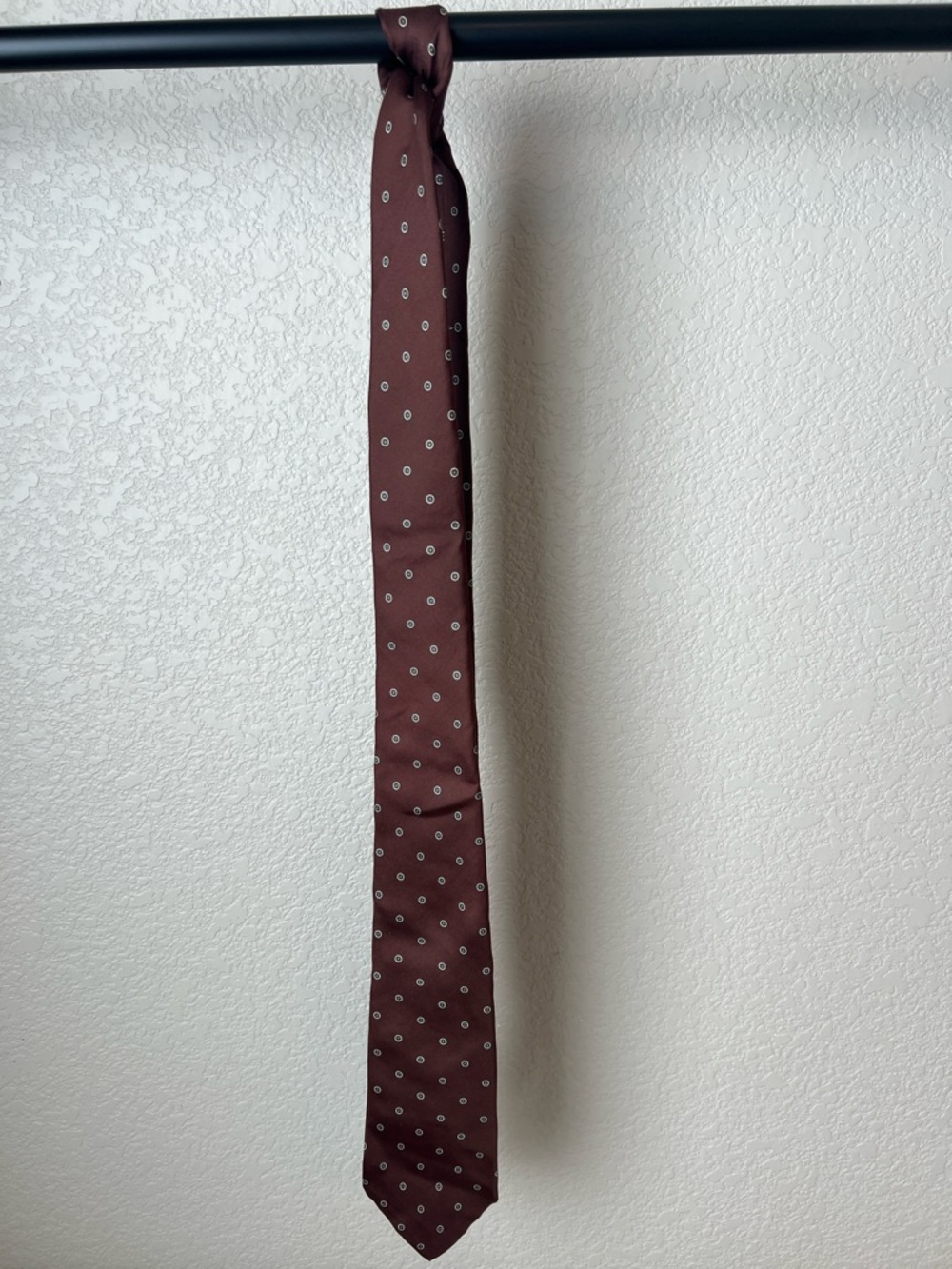 Christian Dior All Silk Tie Brown Medallion Dot Paris New York Classic Luxury